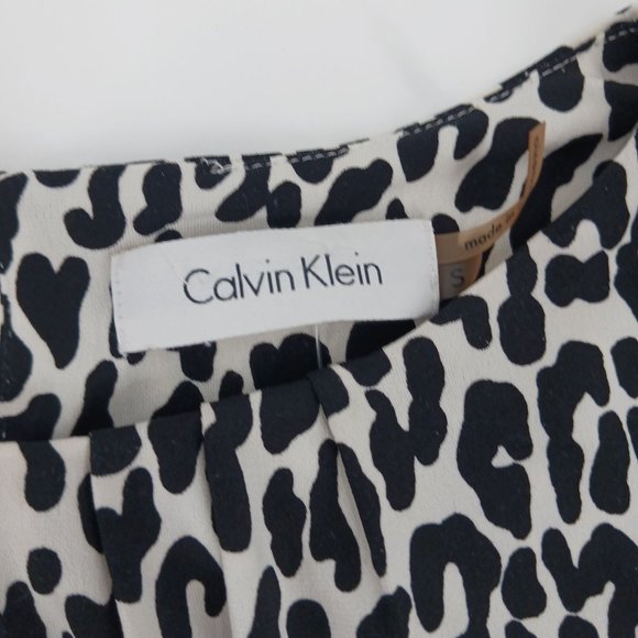 WOMENS CALVIN KLEIN SMALL TOP LEOPARD PRINT PLEATED NECK - Picture 7 of 8